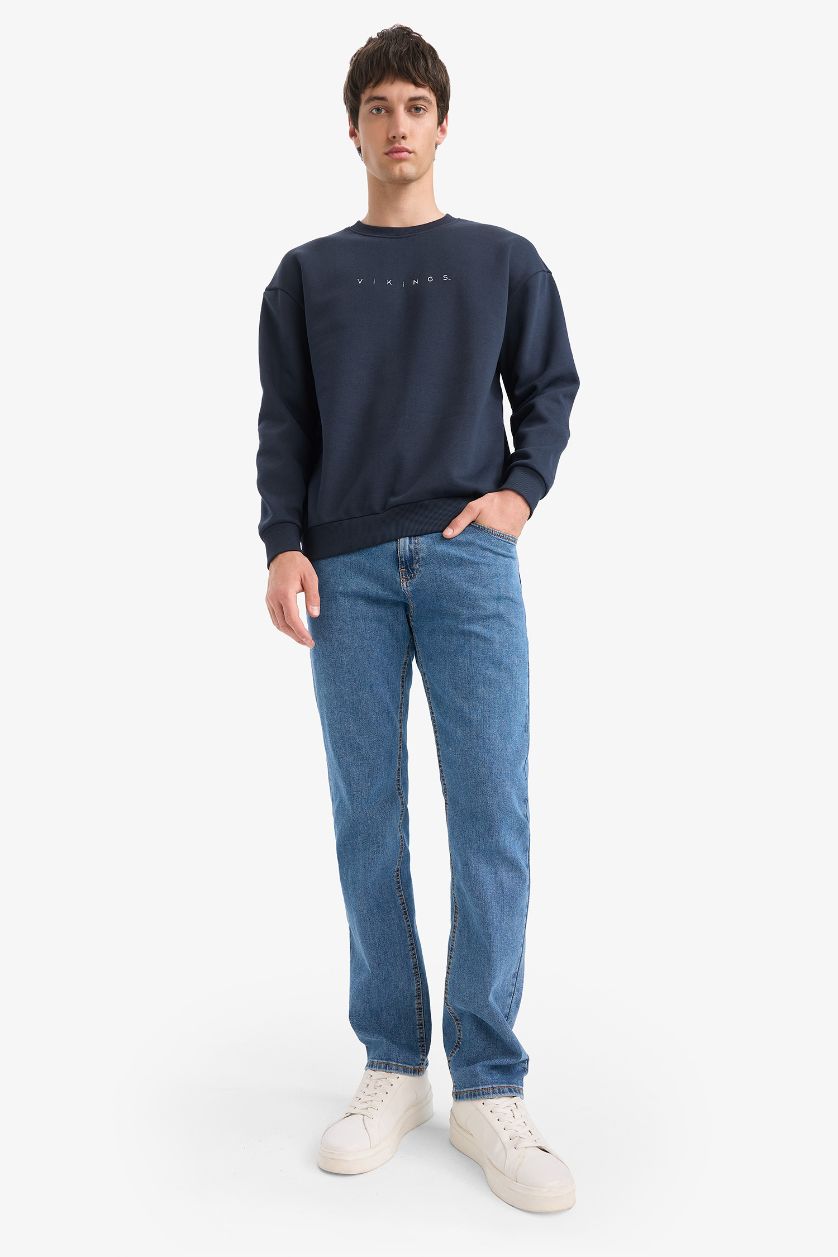 Ерлер әскери-теңіз Vikings бокси фит үлкен дөңгелек жаға Свитер