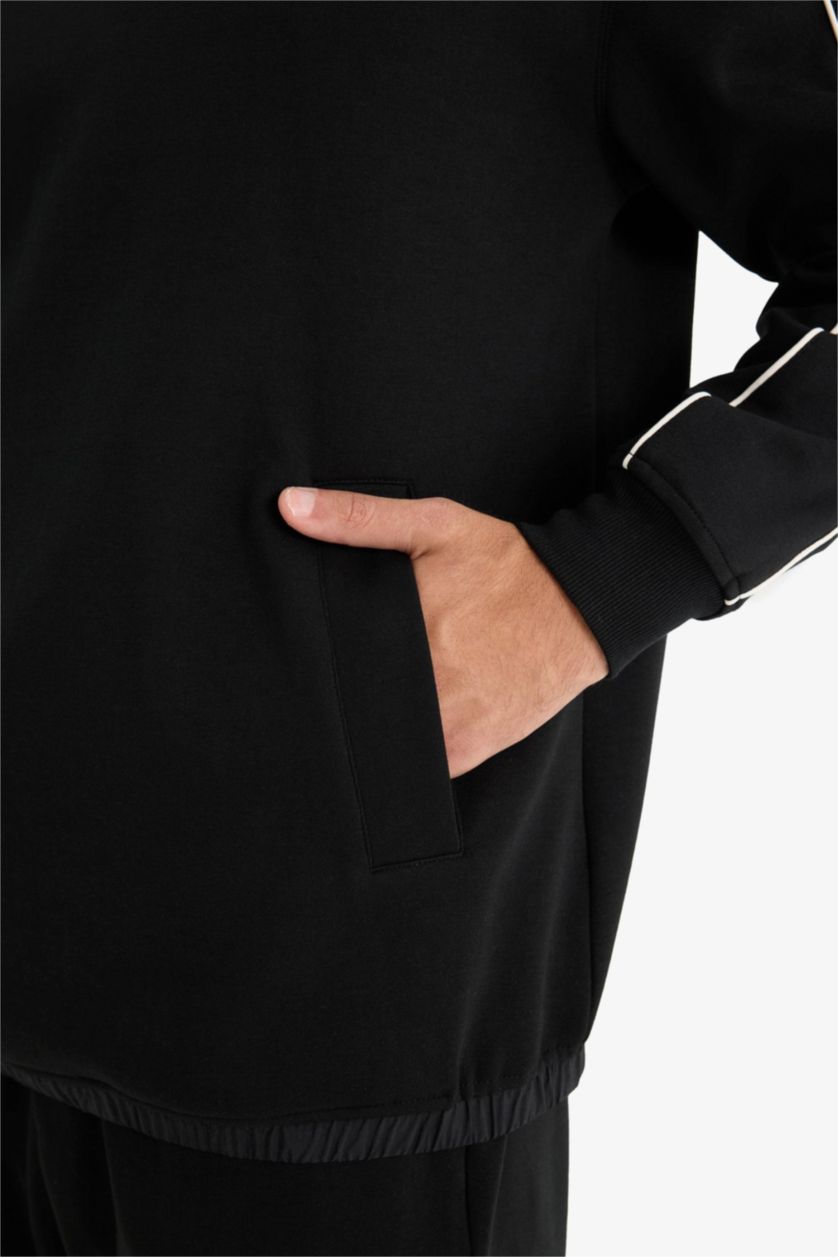 MAN Black Boxy Fit Long Sleeve Printed Hoodie