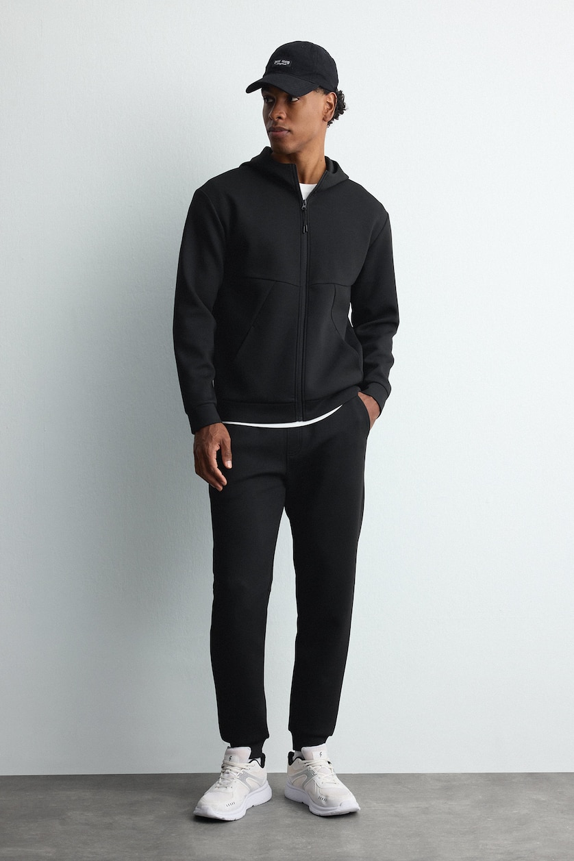 MAN Black Standard Fit Scuba Fabric Cardigan