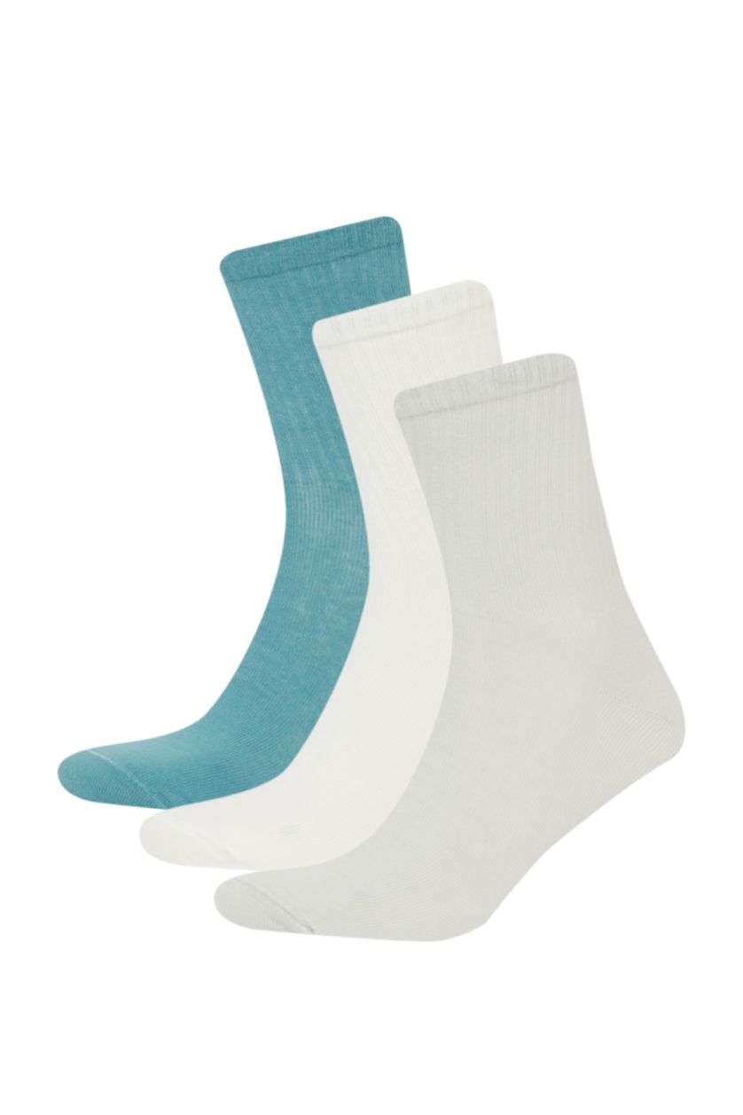 Erkek Mavi Erkek 3'lü Pamuklu Soket Çorap