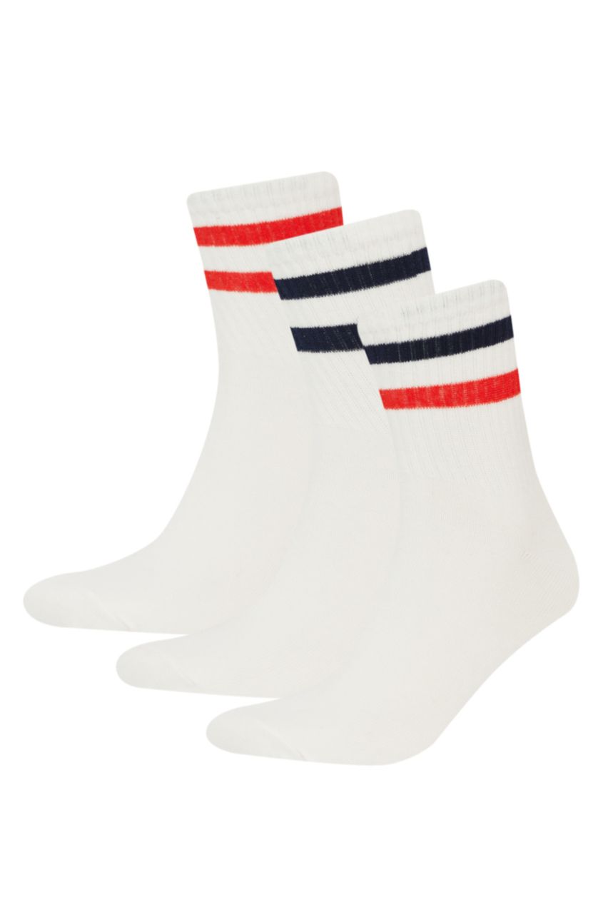 Men White 3 piece Cotton Short Socks
