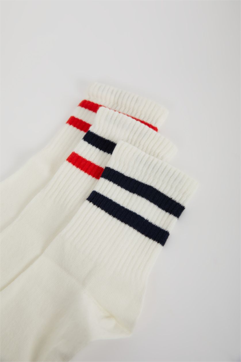 Men White 3 piece Cotton Short Socks