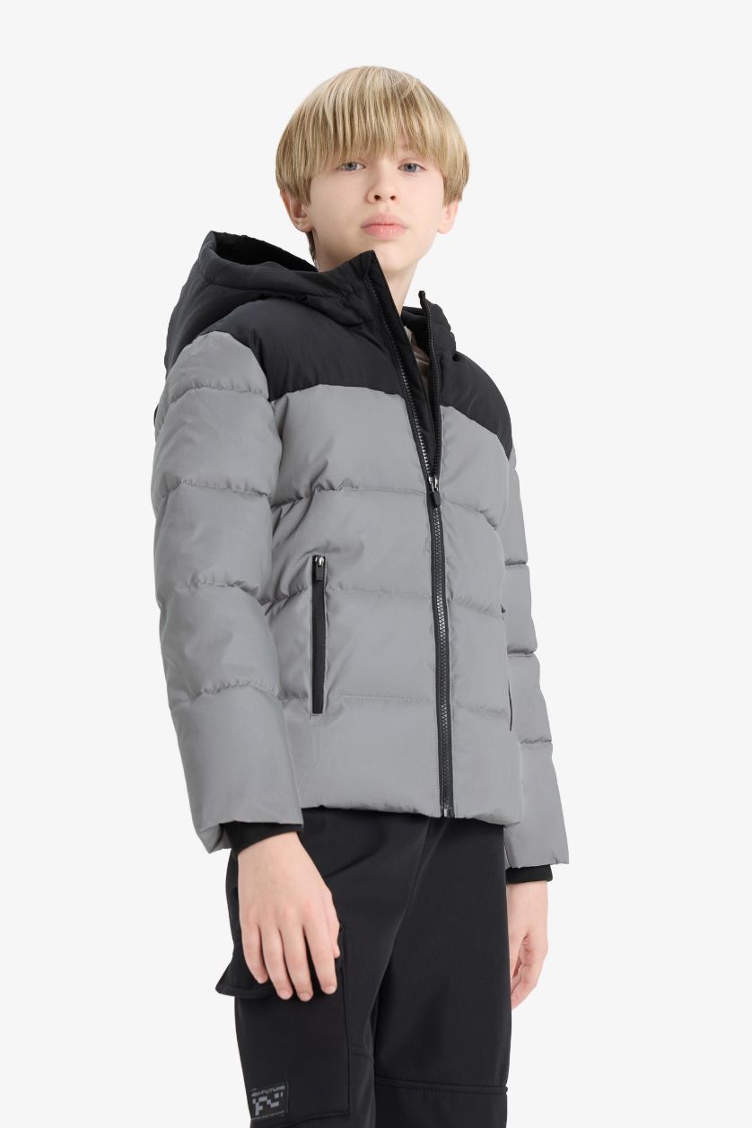 Erkek Çocuk - Genç Erkek REFLECTOR GREY Su Geçirmez Kapüşonlu Polar Astarlı Mont Erkek Çocuk