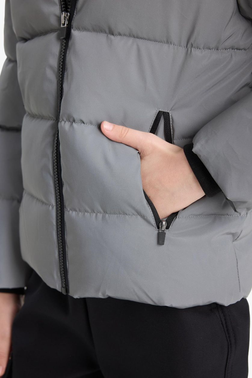 Erkek Çocuk - Genç Erkek REFLECTOR GREY Su Geçirmez Kapüşonlu Polar Astarlı Mont Erkek Çocuk