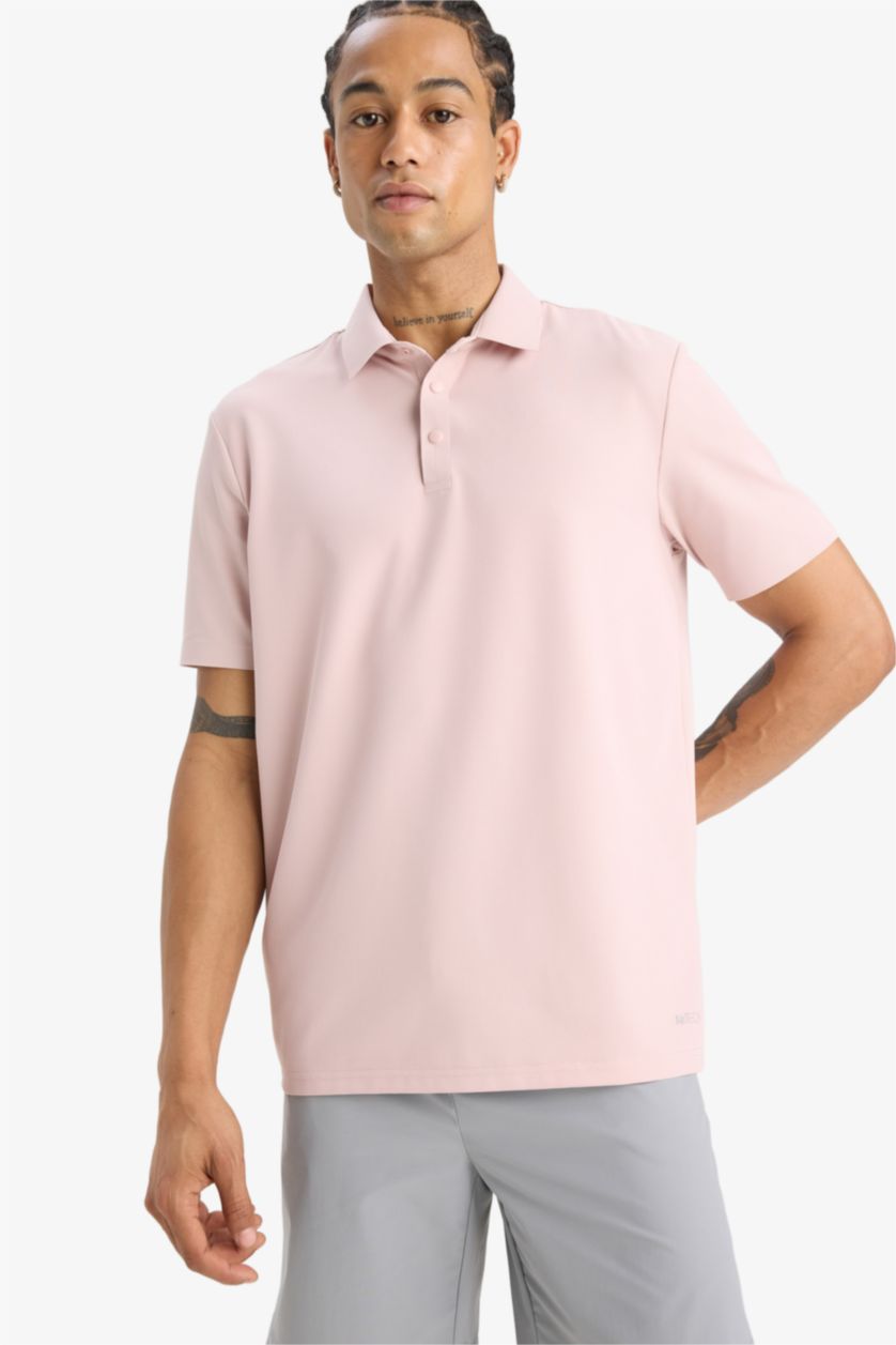MAN Lilac Standard Fit Short Sleeve Polo T-Shirt