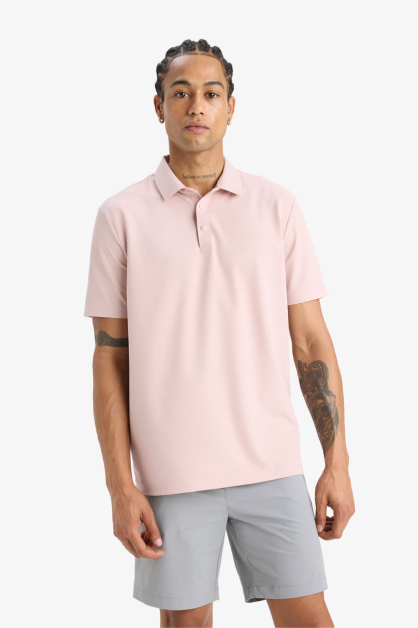 MAN Lilac Standard Fit Short Sleeve Polo T-Shirt