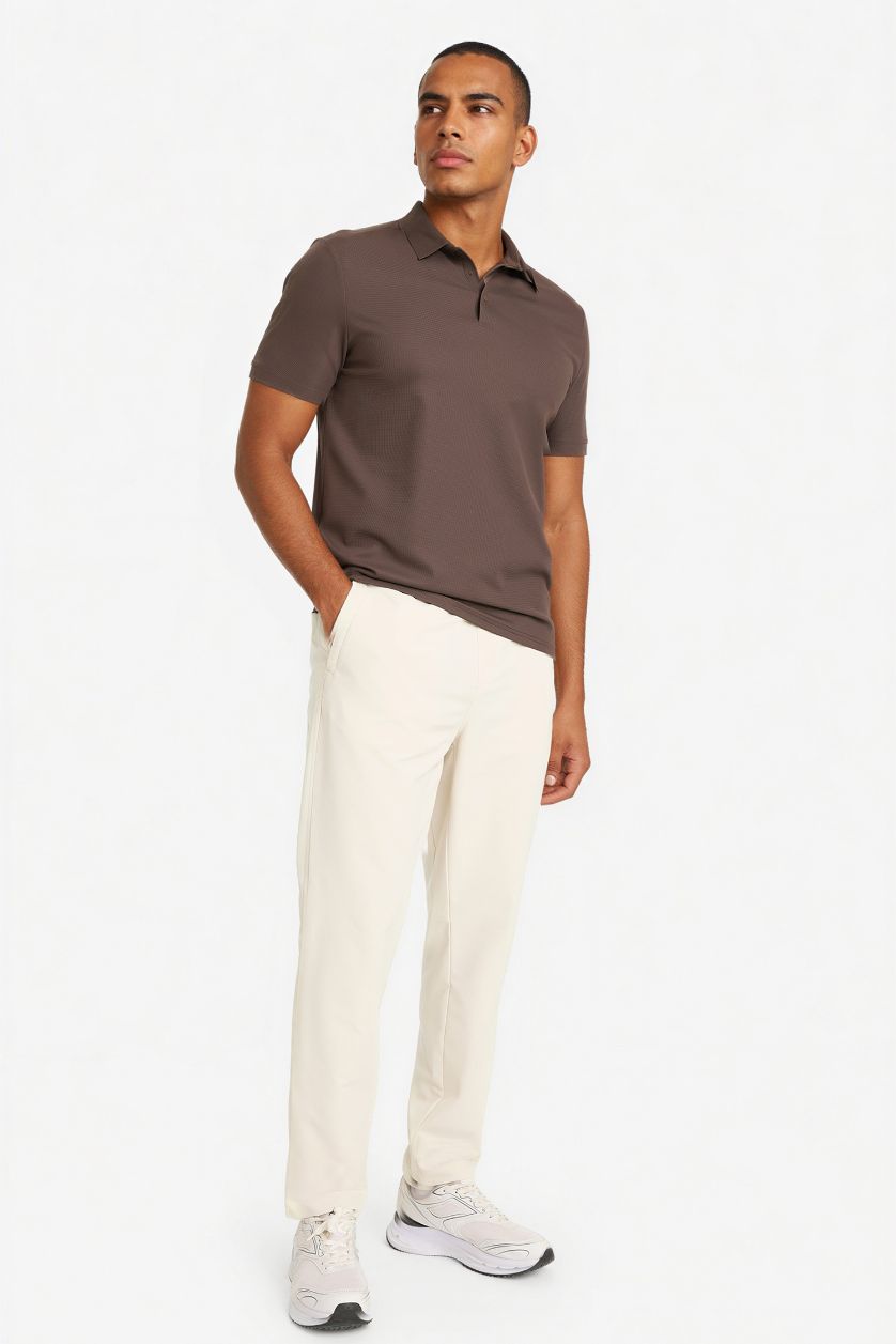Erkek Açık Kahve Standart Fıt Sporcu Polo Tişört