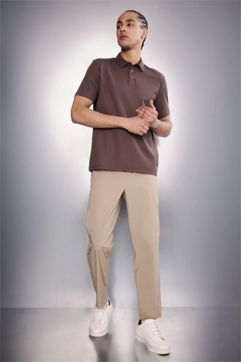 رجال بني فاتح Standard Fit Sports Polo T-shirt