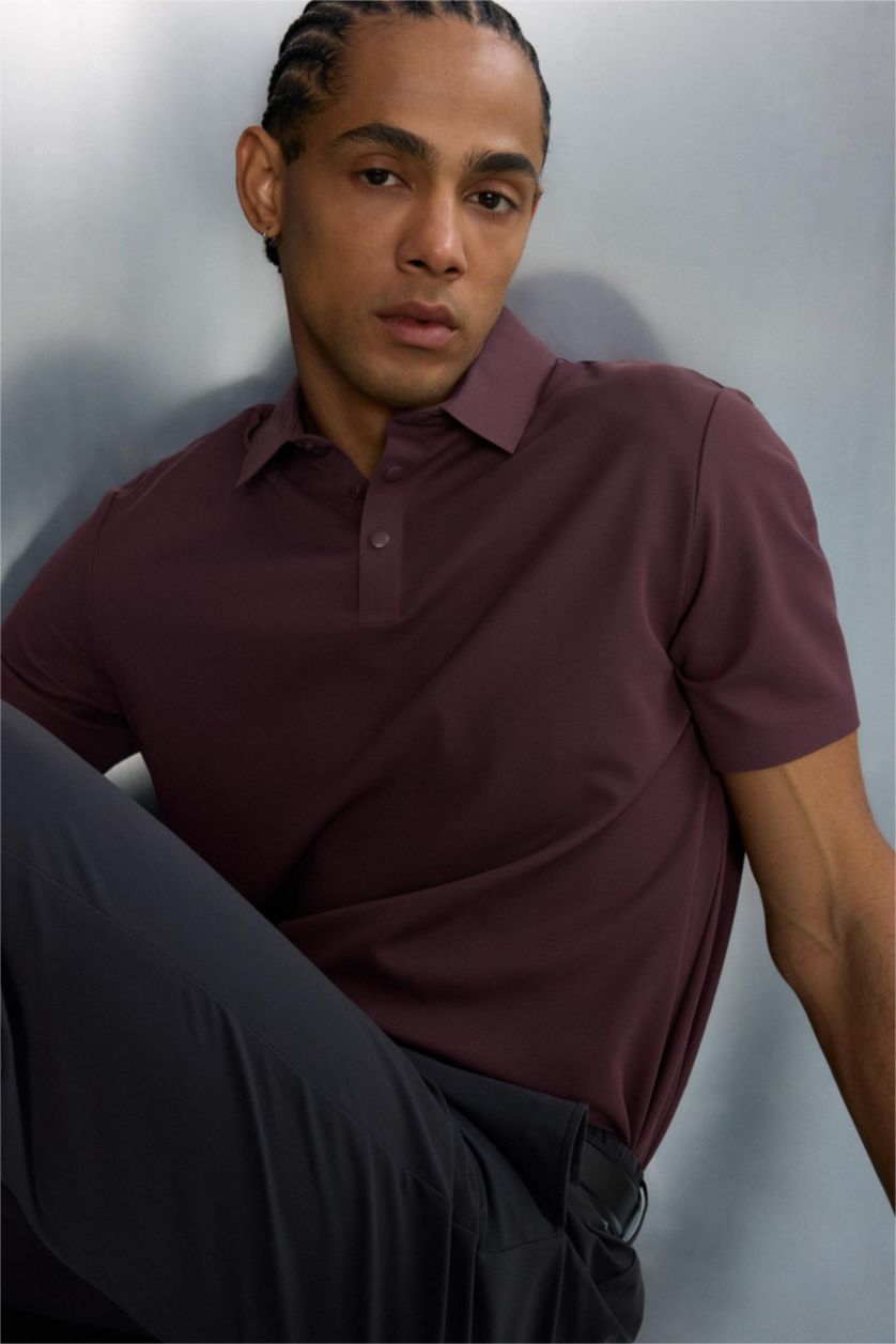 رجال خمري Standard Fit Sports Short Sleeve Polo T-shirt