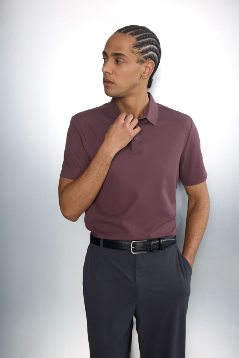 رجال خمري Standard Fit Sports Short Sleeve Polo T-shirt