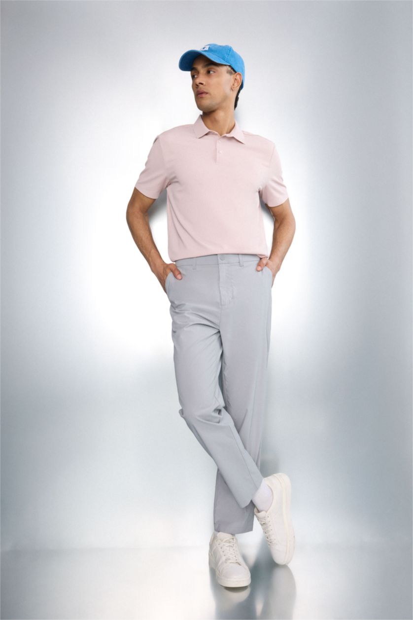 Erkek Lila Standart Fit Polo Yaka Sporcu Kısa Kollu Tişört