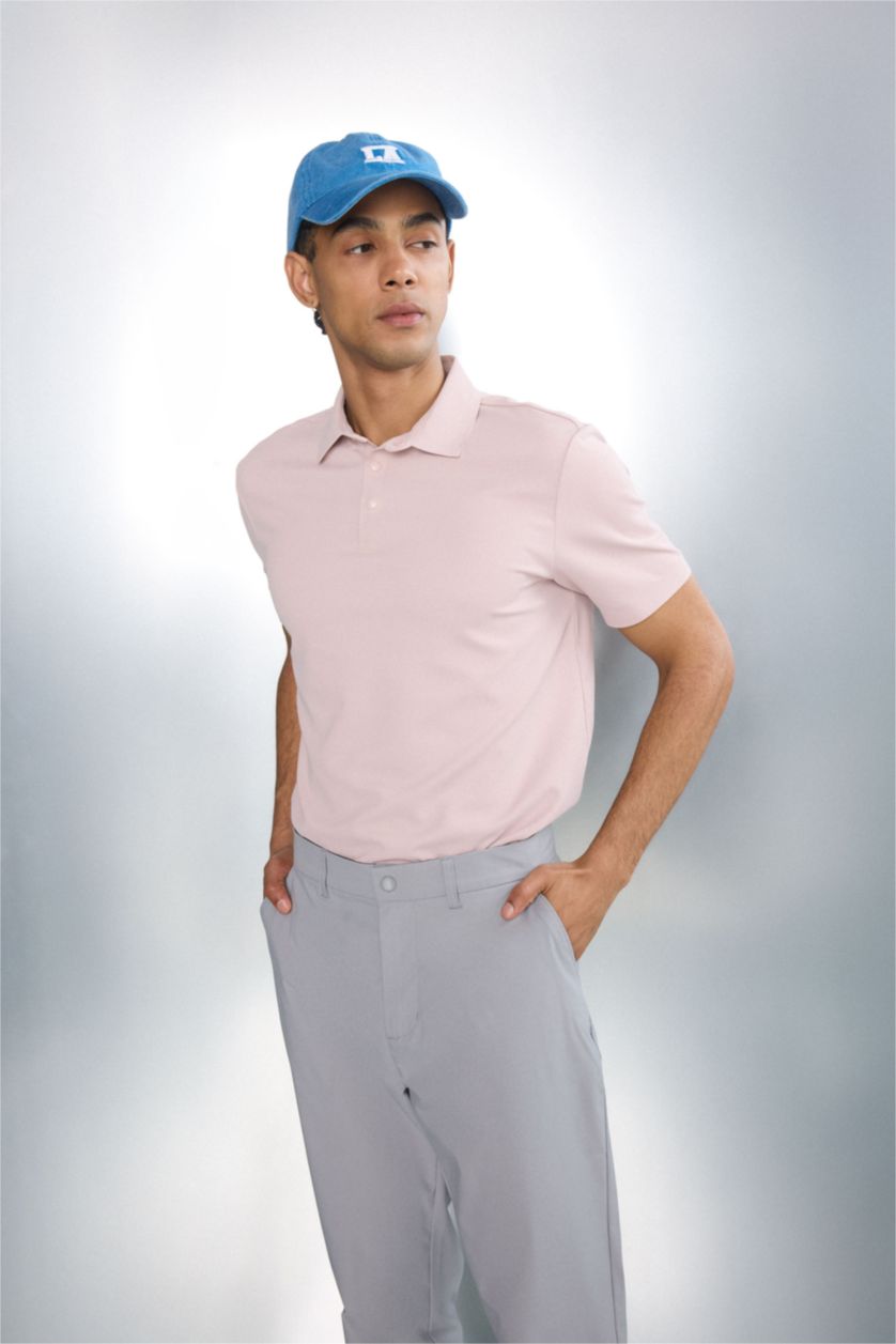 Erkek Lila Standart Fit Polo Yaka Sporcu Kısa Kollu Tişört