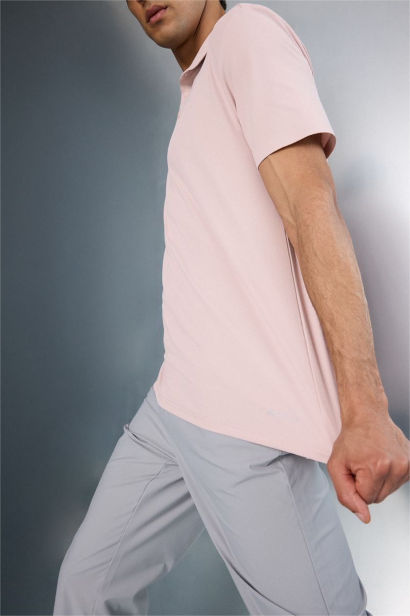 Erkek Lila Standart Fit Polo Yaka Sporcu Kısa Kollu Tişört