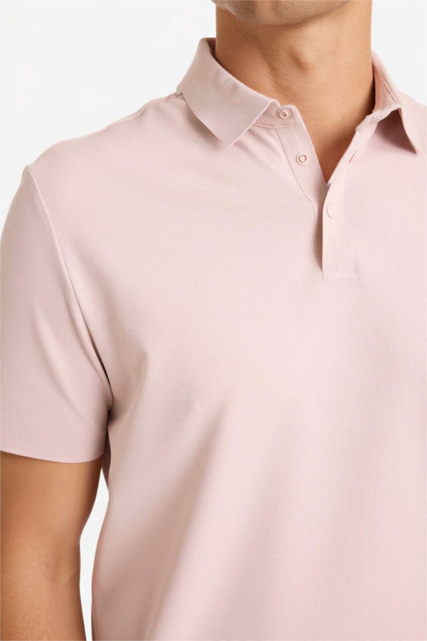 Erkek Lila Standart Fit Polo Yaka Sporcu Kısa Kollu Tişört