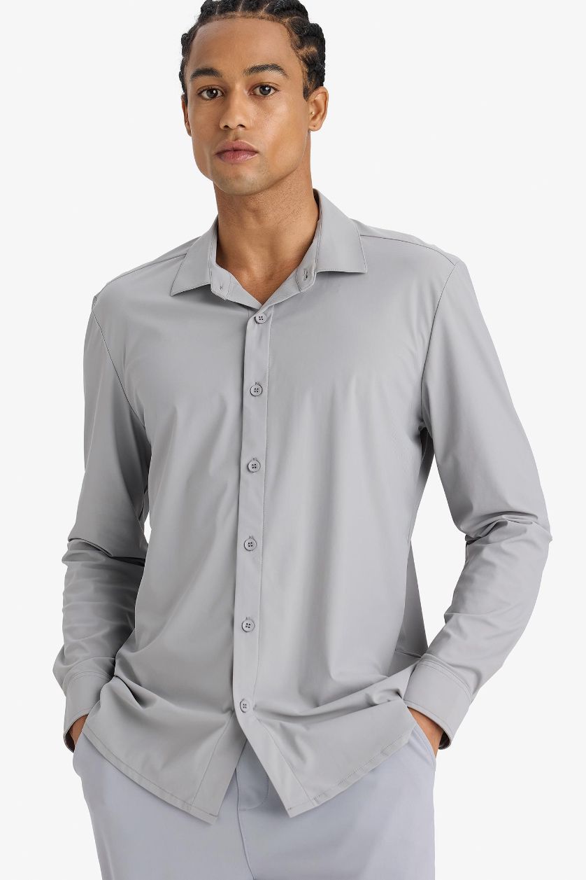 Ерлер Ашық сұр слим пішімі жейде мойыны Свитер