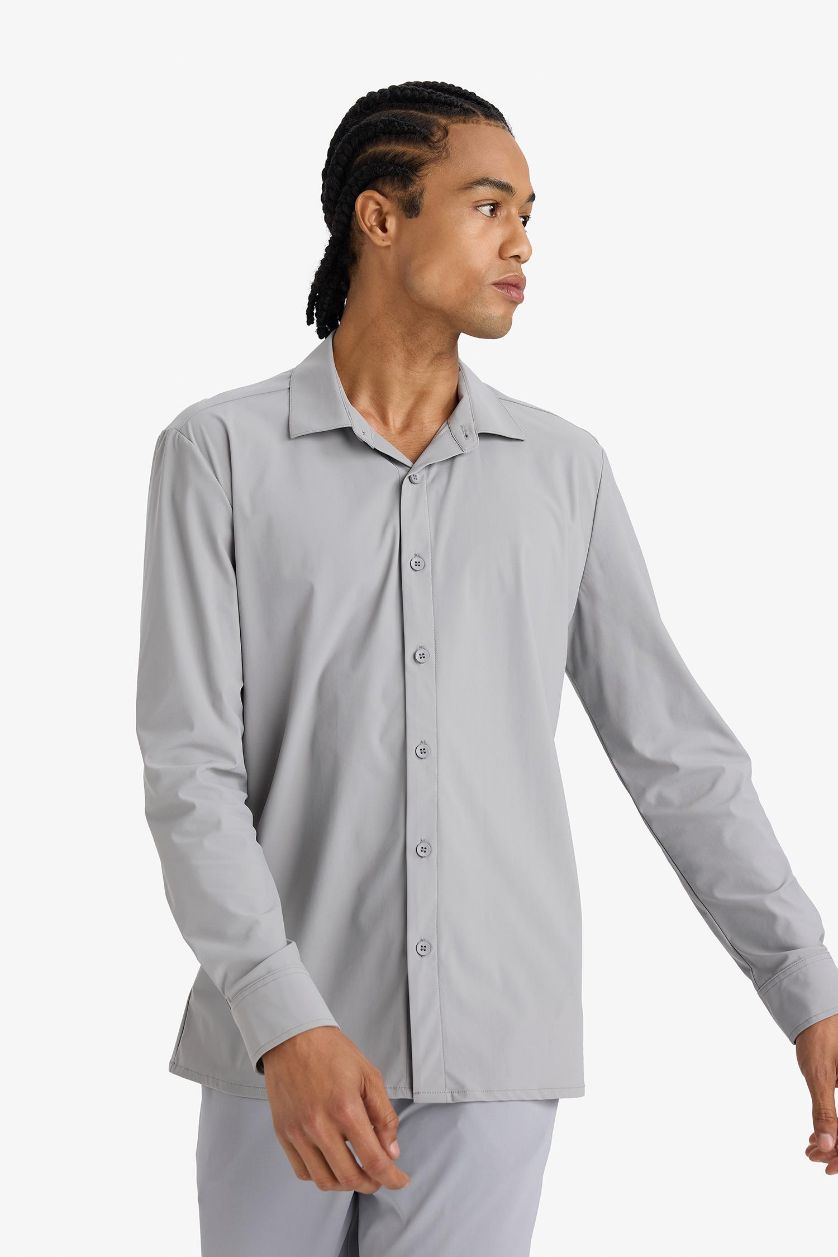 Ерлер Ашық сұр слим пішімі жейде мойыны Свитер