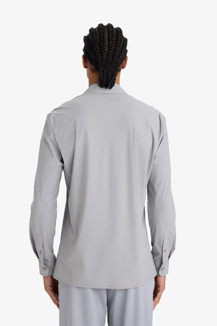 Ерлер Ашық сұр слим пішімі жейде мойыны Свитер