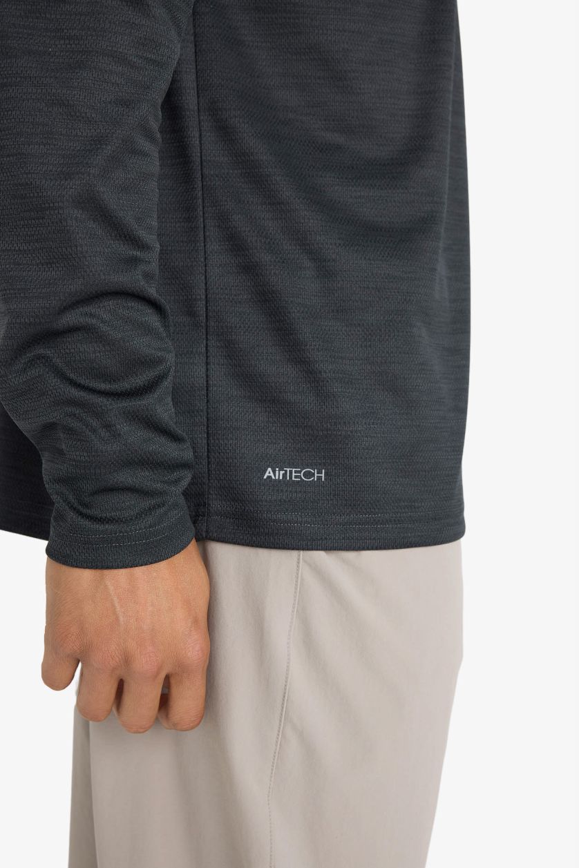 Erkek Antrasit Melanj Slim Fit Dar Kesim Dik Yaka Çabuk Kuruyan Nefes Alabilen Esnek Kumaş Fermuarlı Sporcu Uzun Kollu Body