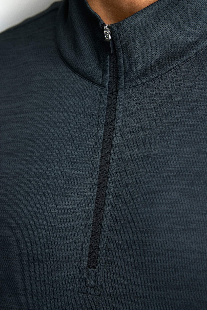 MESHKUJ Anthracite Melange Slim Fit Mock Neck Sports Top