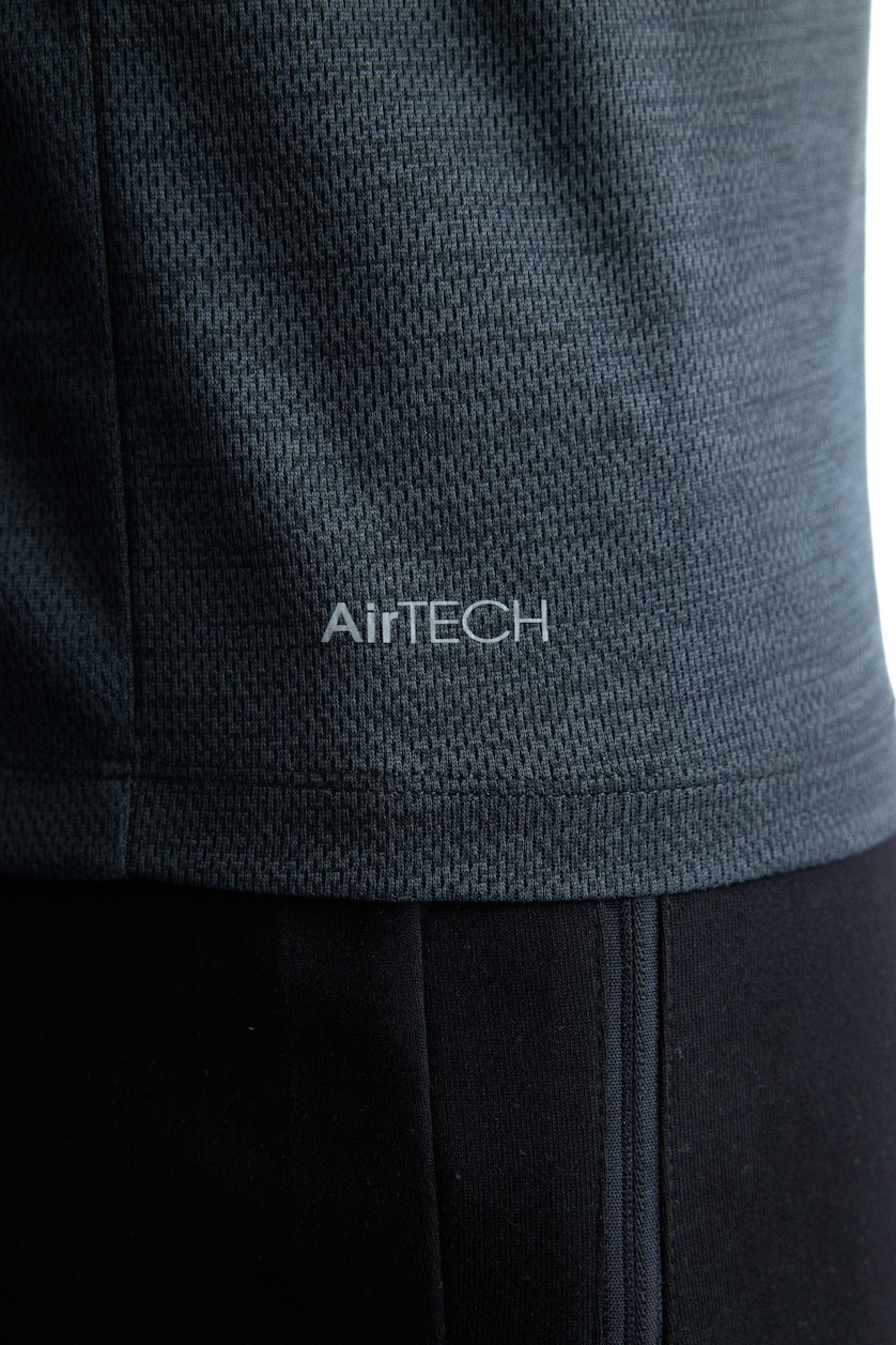 MESHKUJ Anthracite Melange Slim Fit Mock Neck Sports Top