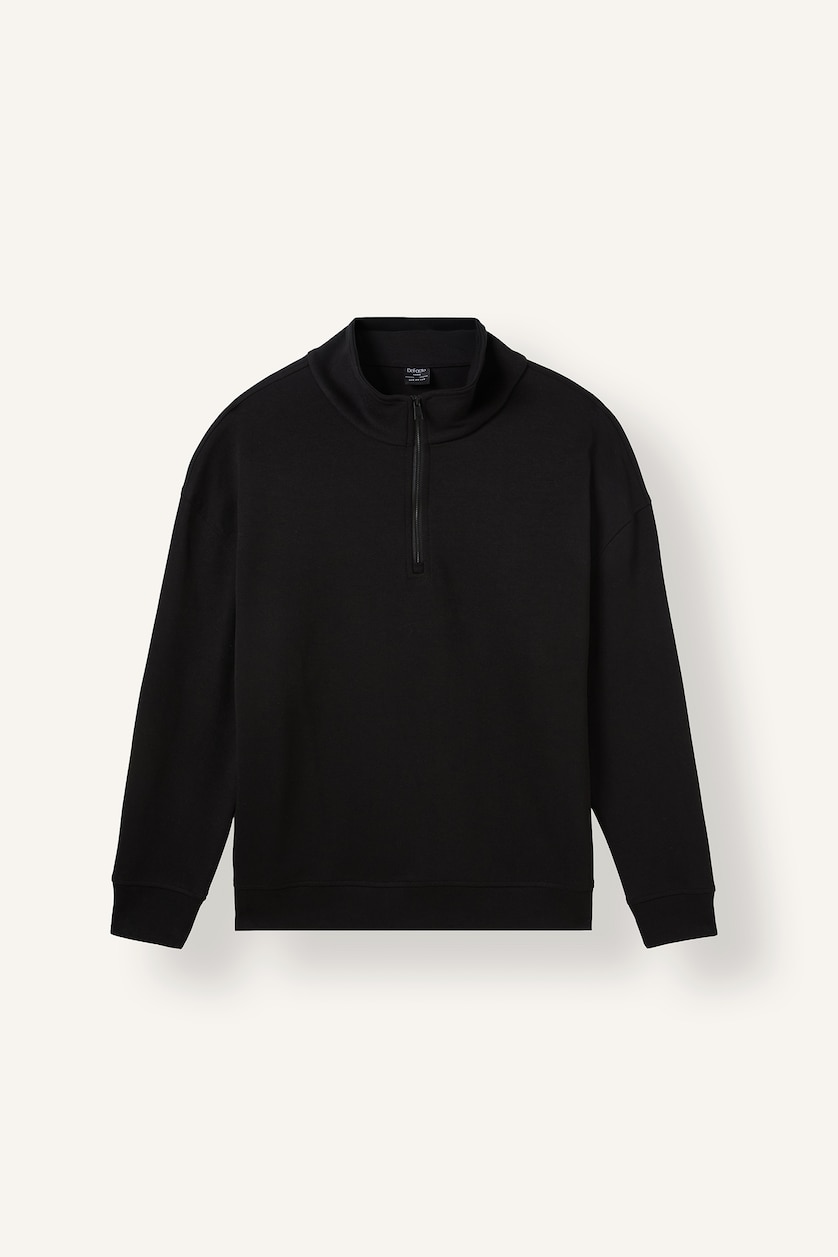 MAN Black Boxy Fit Half-Zip Scuba Diving Fabric Sweatshirt