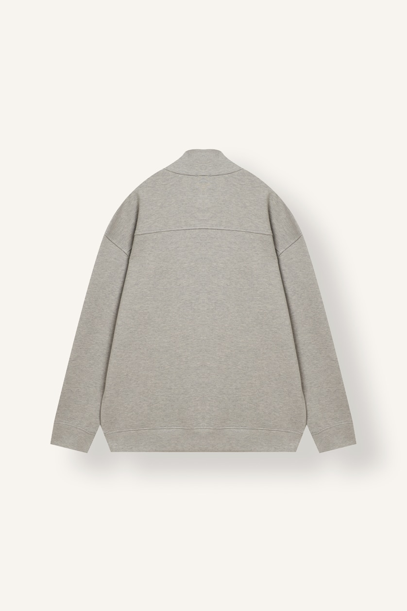 Men Grey Melange Boxy Fit Scuba Fabric Sweatshirt