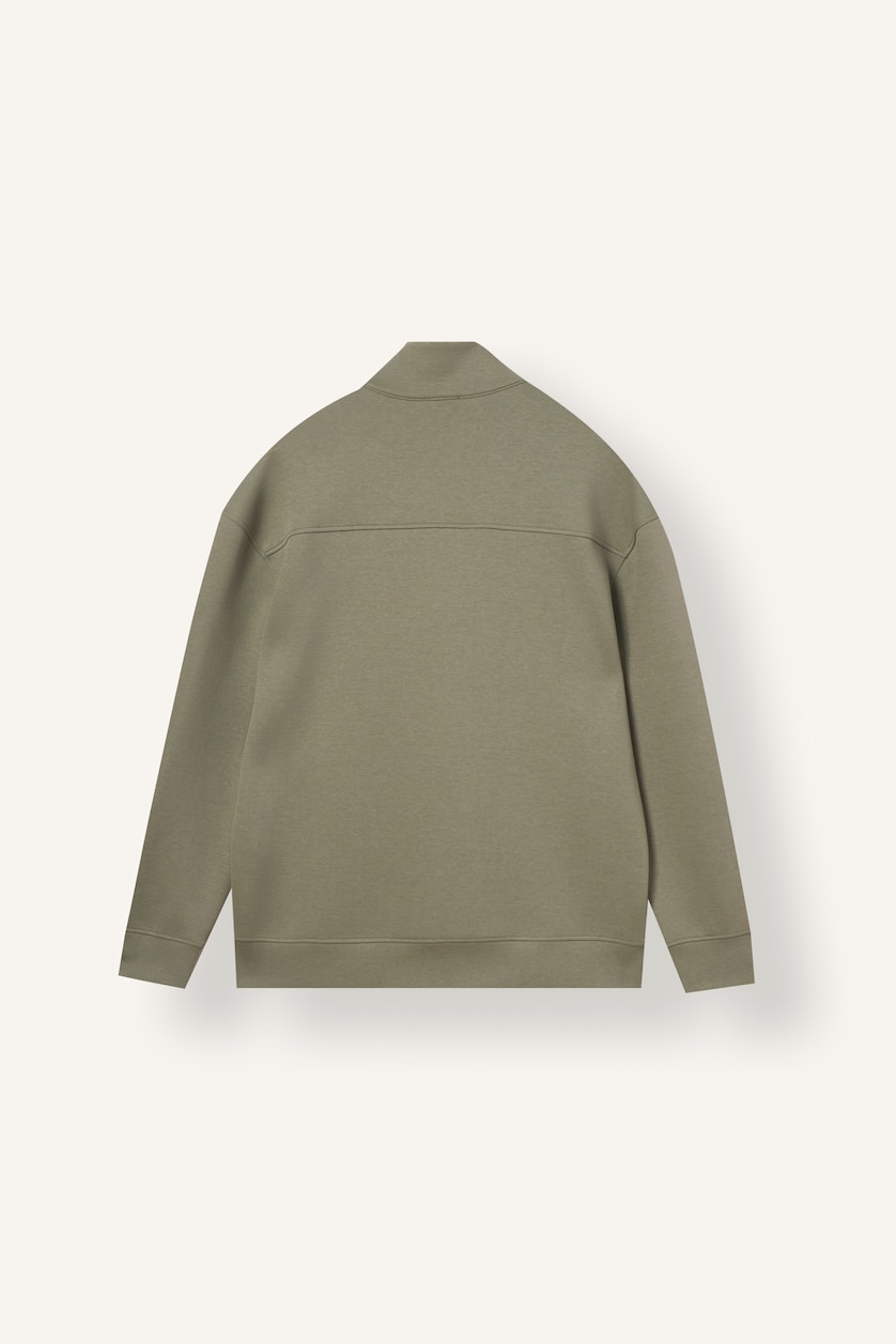 رجال كاكي فاتح Boxy Fit Scuba Fabric Stand Collar Sweatshirt