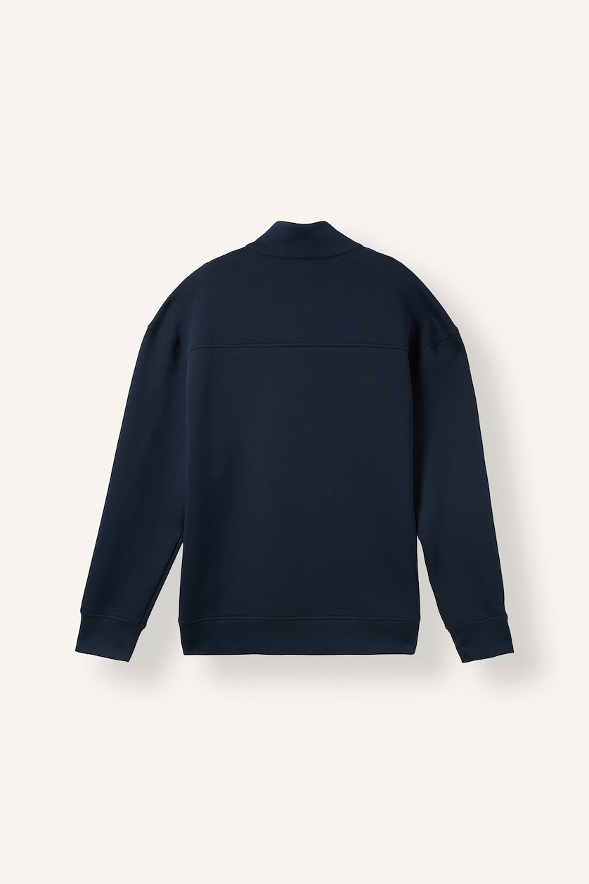 Erkek Lacivert Boxy Fıt Skuba Dalgıç Kumaş Sweatshirt