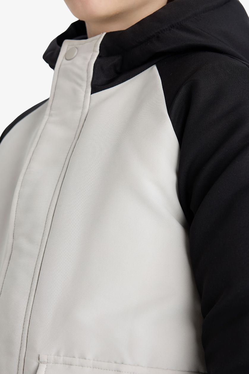 BOYS & TEENS Light Grey Boy Waterproof Hooded Fleece Lined Jacket