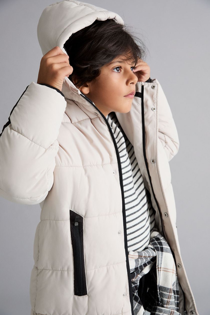 BOYS & TEENS Beige Boy Waterproof Fleece Lined Puffer Jacket