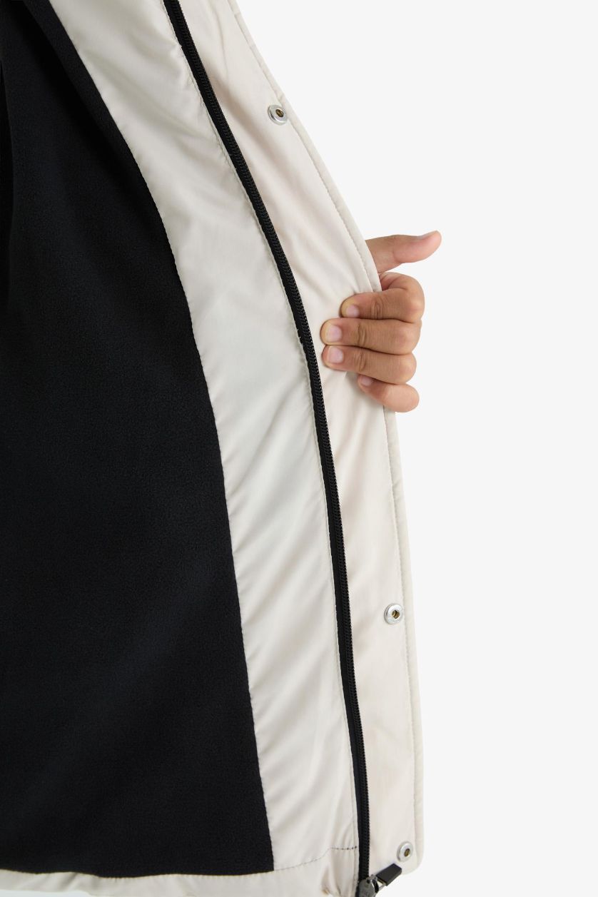 BOYS & TEENS Beige Boy Waterproof Fleece Lined Puffer Jacket