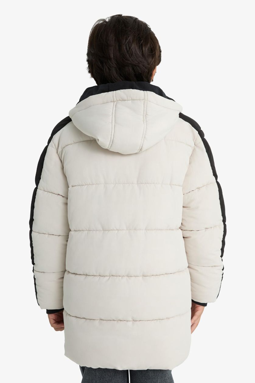 BOYS & TEENS Beige Boy Waterproof Fleece Lined Puffer Jacket