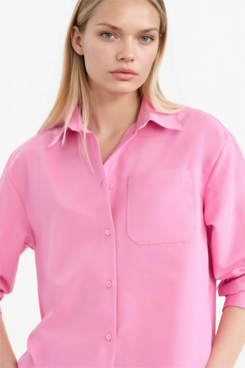 Kadın Pembe Oversıze Poplin