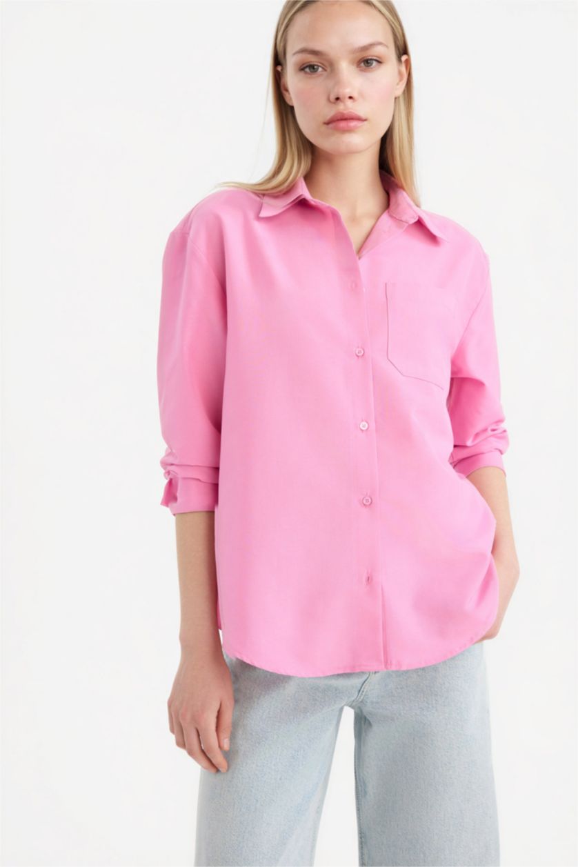 Kadın Pembe Oversıze Poplin