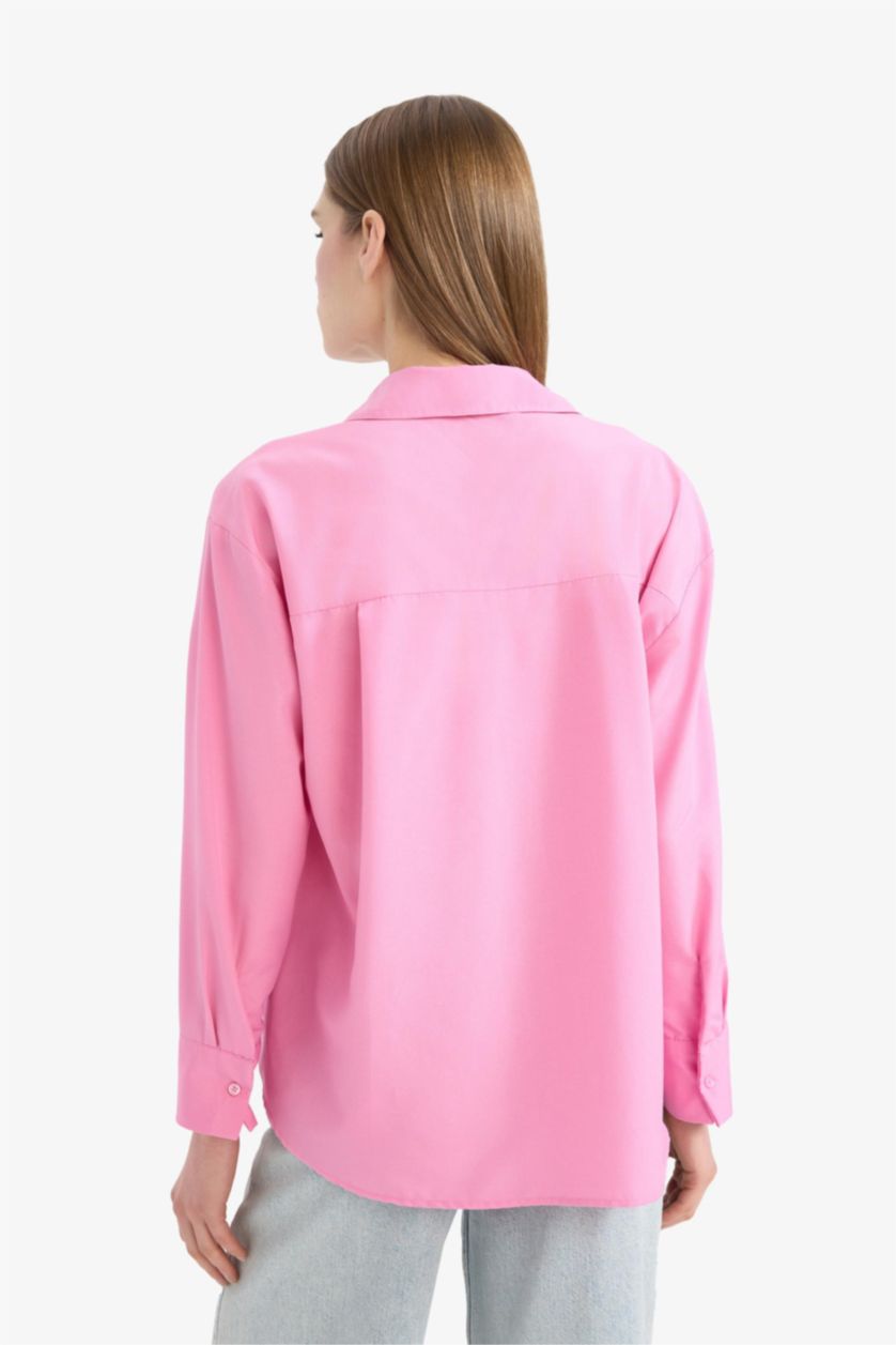 Kadın Pembe Oversıze Poplin