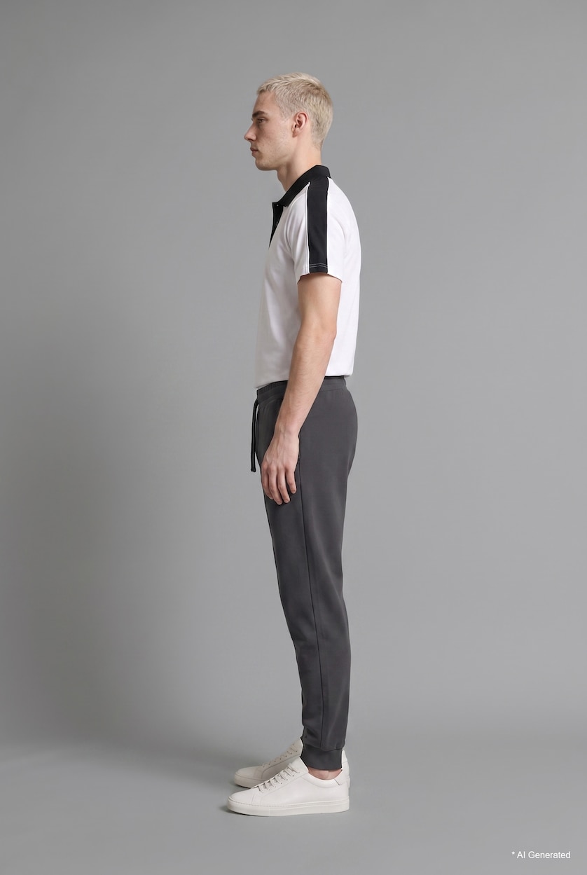 Man Anthracite Slim Fit Drawstring Zippered Jogger Sweatpants