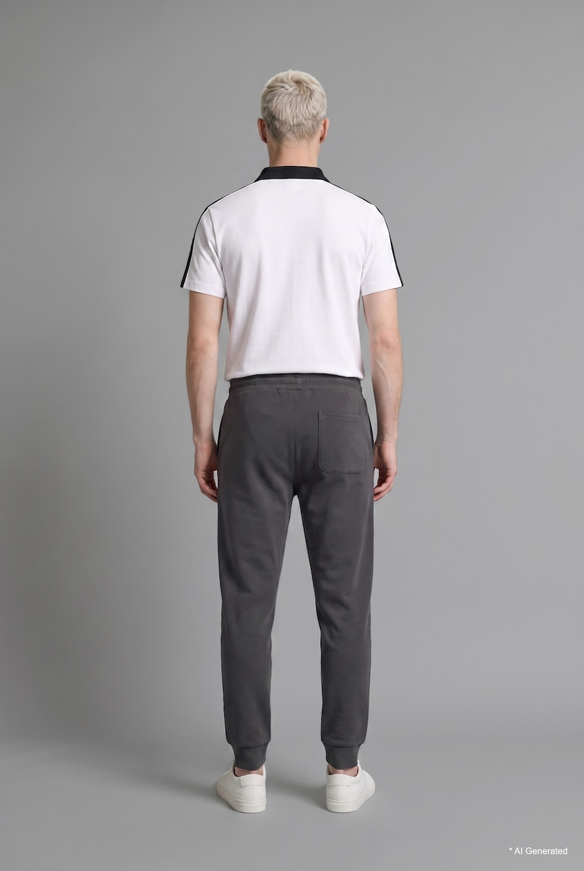 Man Anthracite Slim Fit Drawstring Zippered Jogger Sweatpants