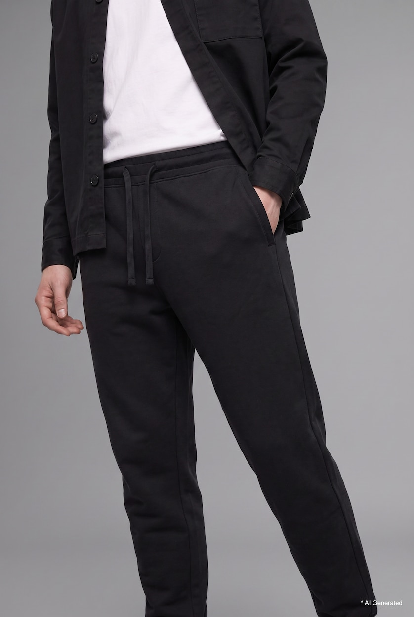MAN Black Slim Fit Pique Jogger Sweatpants
