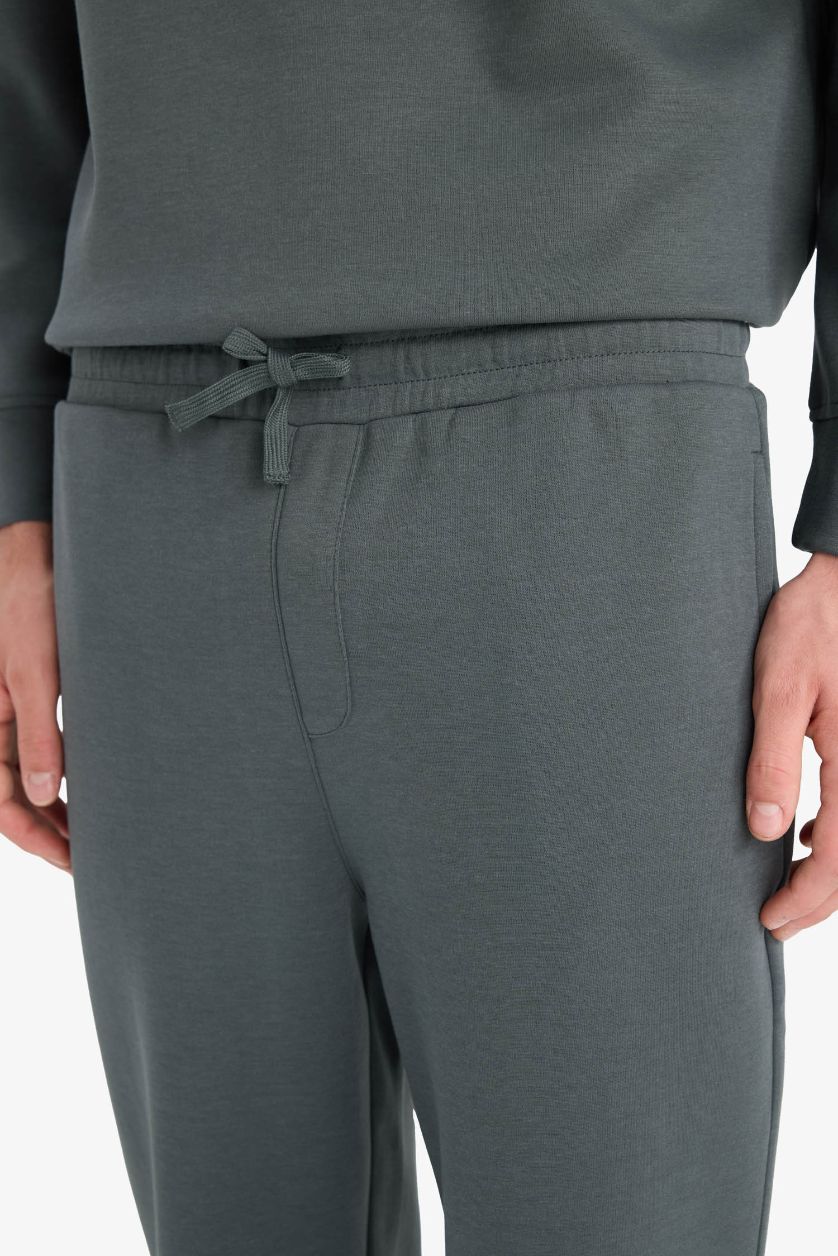 Erkek Koyu Petrol Wide Leg Beli Bağcıklı Geniş Paça Bol Eşofman Altı