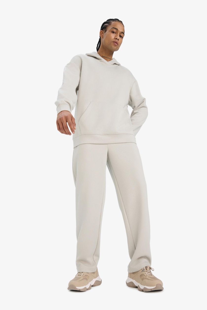 Man Stone Wide Leg Textured Sweatpants