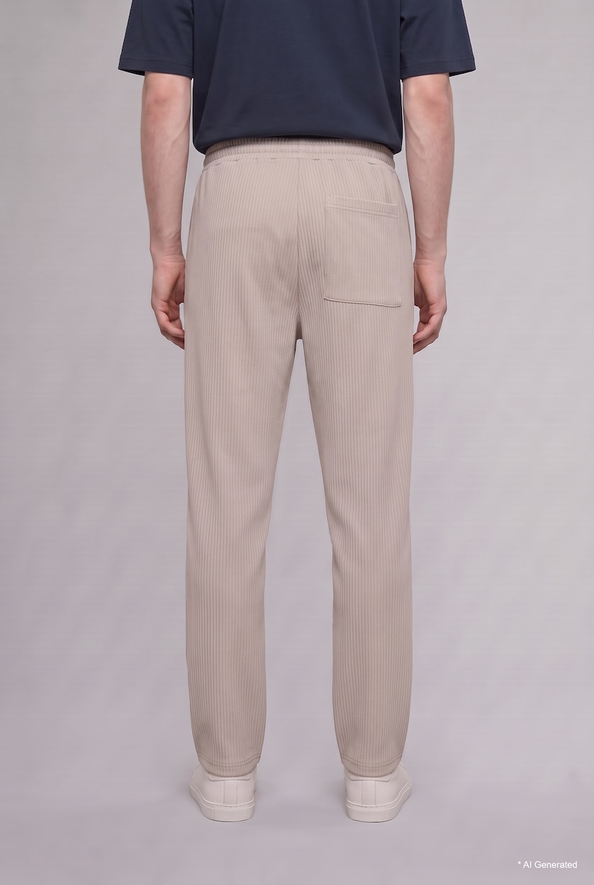 Men Light Grey Wide Leg Trousers