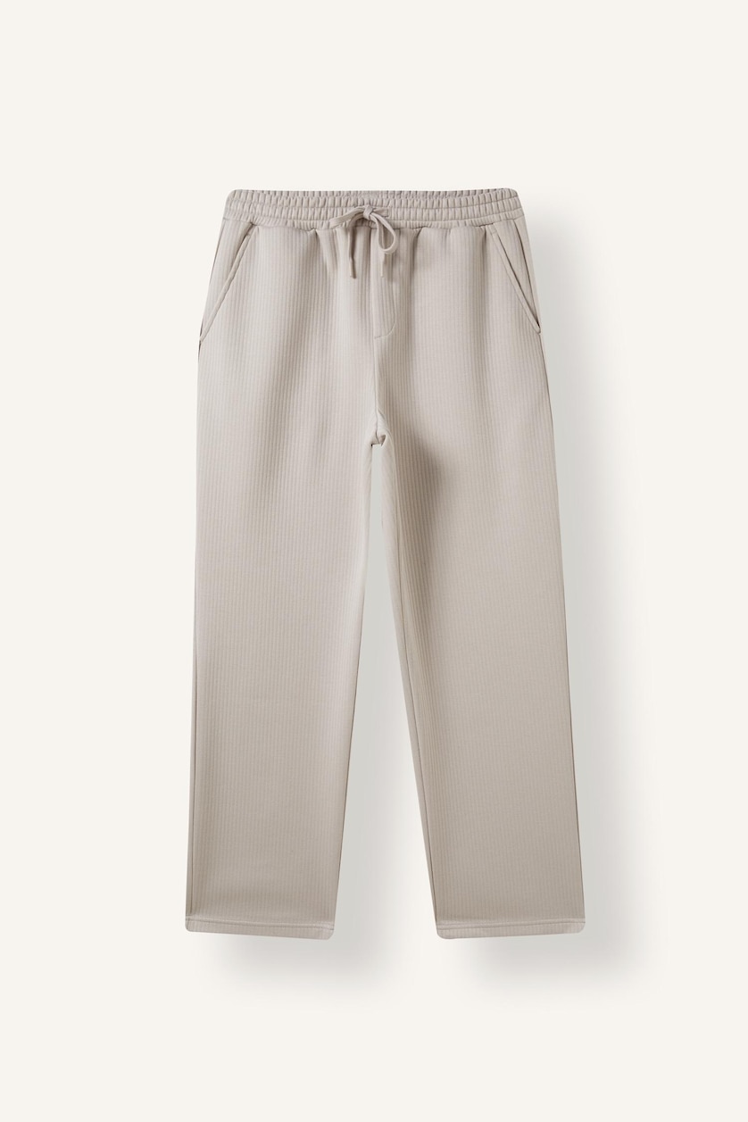 Men Light Grey Wide Leg Trousers