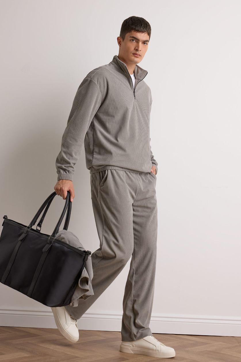 MAN Light Grey Wide Leg Velvet Trousers