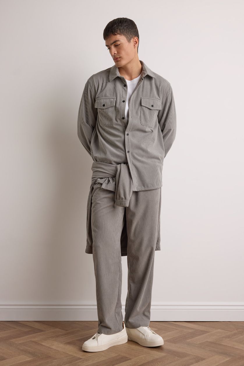 MAN Light Grey Wide Leg Velvet Trousers