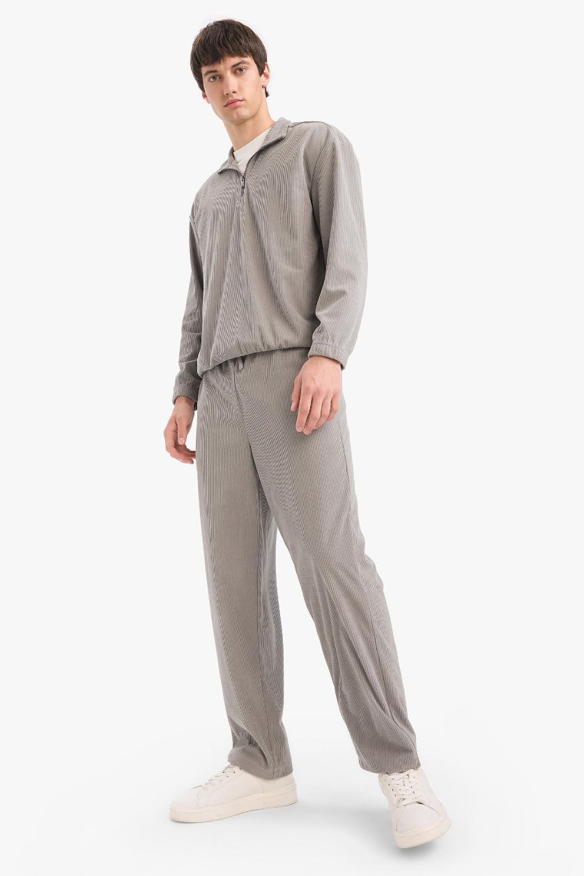 MAN Light Grey Wide Leg Velvet Trousers