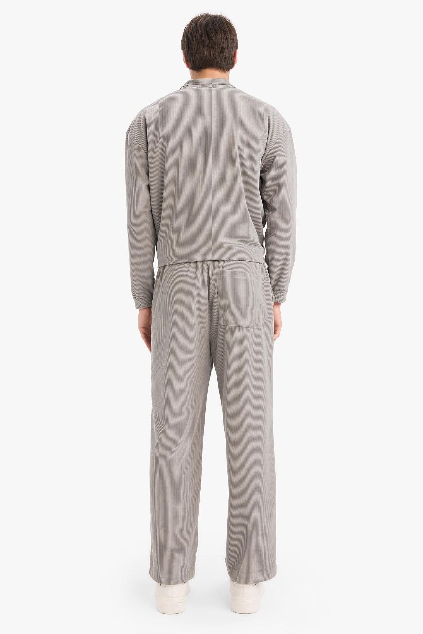 MAN Light Grey Wide Leg Velvet Trousers