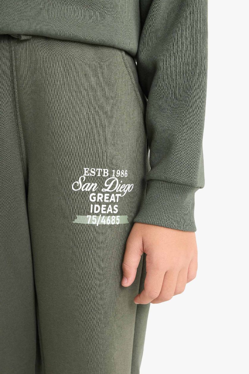 GARÇONS Kaki Pantalon de survêtement imprimé à taille élastique pour garçon