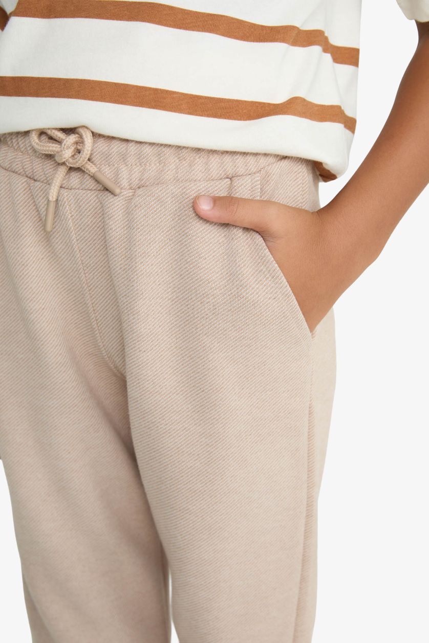 Erkek Çocuk - Genç Erkek Bej Erkek Çocuk Beli Lastikli Jogger Eşofman Altı