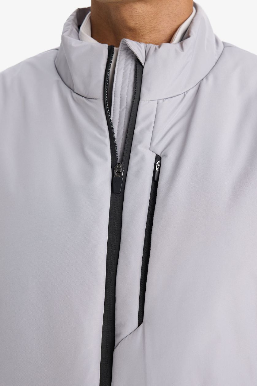 رجالي رمادي جاكيت وتر بروف مطبوع سليم فيت من DeFactoFit