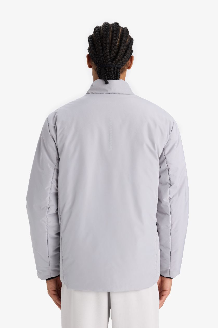 رجالي رمادي جاكيت وتر بروف مطبوع سليم فيت من DeFactoFit